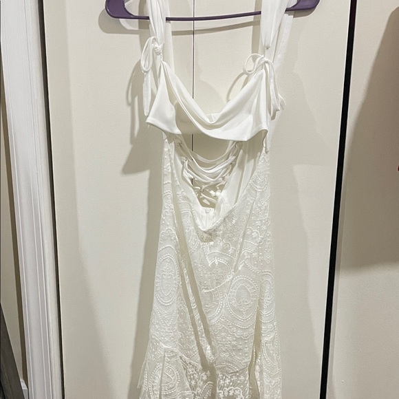 White Lace Tie-Back Summer Dress - Picture 2 of 5